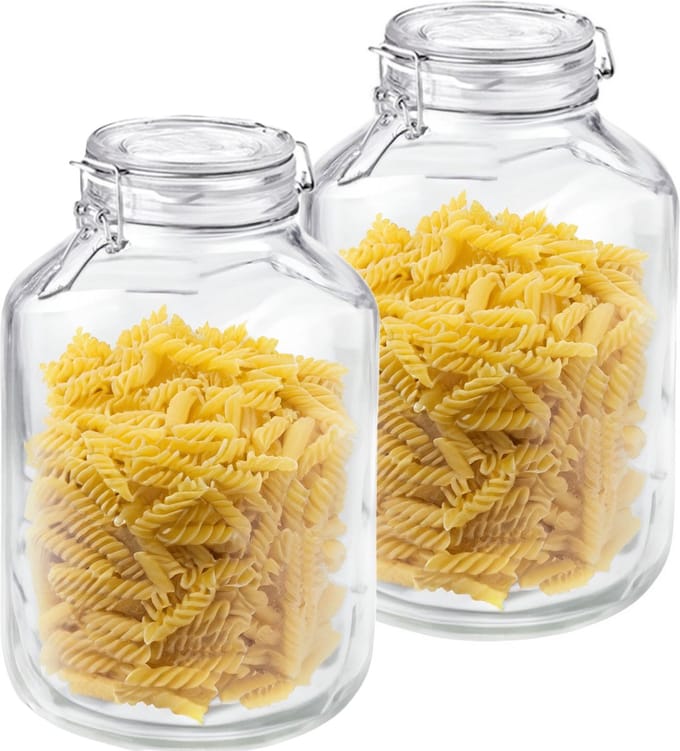 Weckpot/inmaakpot - Set van 2x stuks - 5000 ml - glas - beugelsluiting - D17 x H29 cm