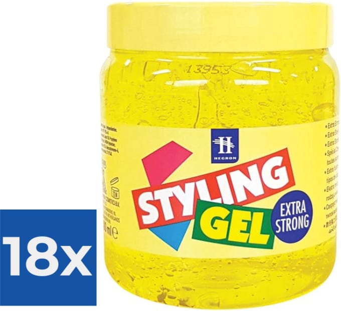 Hegron Styling haargel Extra Strong 500ml - Voordeelverpakking 18 stuks
