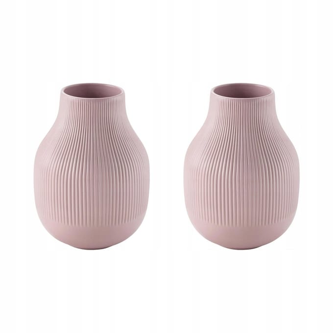 2x Roze Keramieken Vaas 21 cm - Elegante Woondecoratie
