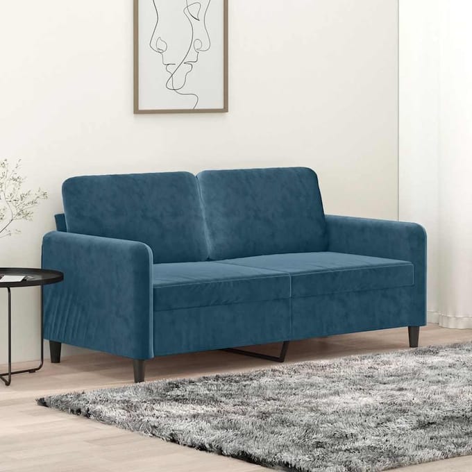 vidaXL - Tweezitsbank - 140 - cm - fluweel - blauw