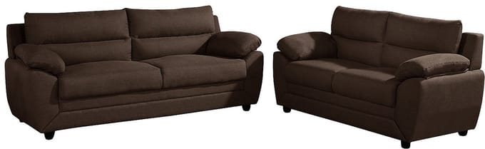 Vente-unique Driezits- en tweezitsbank MANOA van stof - Bruin