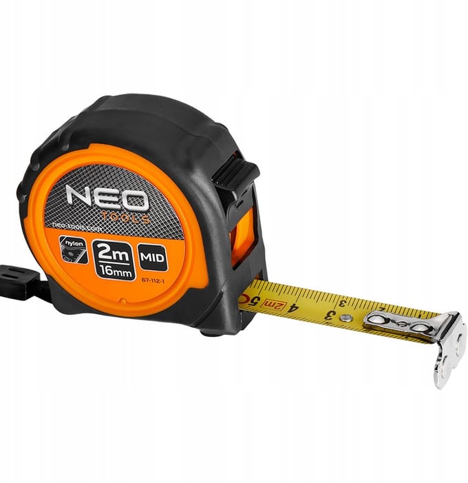 NEO - Stalen Rolmaat - 2m x 16mm - Magnetische Eindhaak - Nylon Beschermlaag