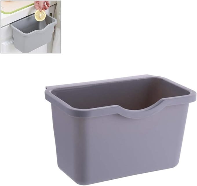 Hangende Keukenafvalbak met Klep voor Kastdeur - Compact en Multifunctioneel - Grijs
