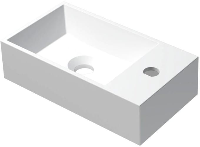 INK - Fontein Polystone Vierkant met Kraangat Rechts - 400x220x100 mm - Mat Wit