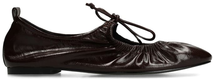 Sacha - Dames - Bruine ballerina's met veters - Maat 40