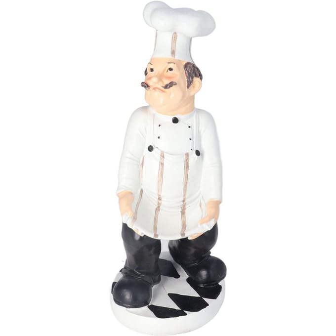 Chef Standbeeld Amerikaanse Landelijke Stijl Schort Chef Decor Standbeeld voor Restaurant Café Keukendecoratie white