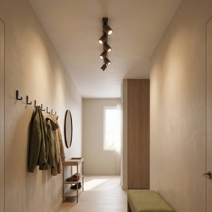 TK Lighting Plafondspot Top, verstelbaar, bruin, 6-lamps lineair