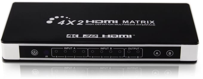 HDMI Matrix 4x2 Switch / Splitter UHD 4K2K 3D met EDID-functie