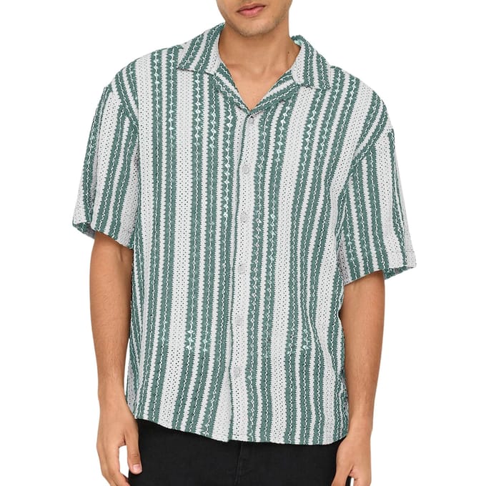 Only & Sons Dani Crochet SS Overhemd Heren - Maat XL