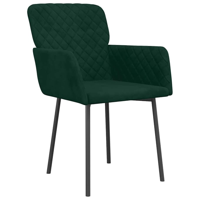 vidaXL - Eetkamerstoelen - 2 - st - fluweel - donkergroen
