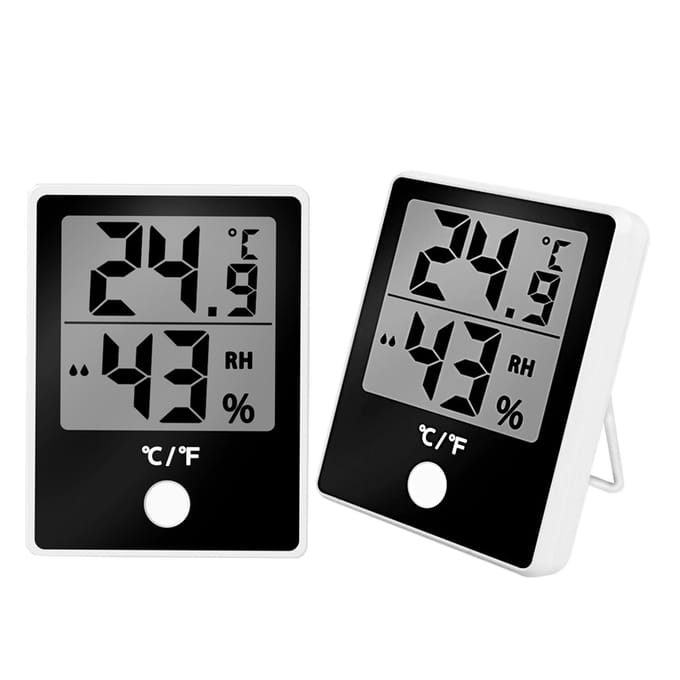 2 stuks Binnen Hygrometer Thermometer LCD Digitale Thermohygrometer Weerstation Temperatuur & gray