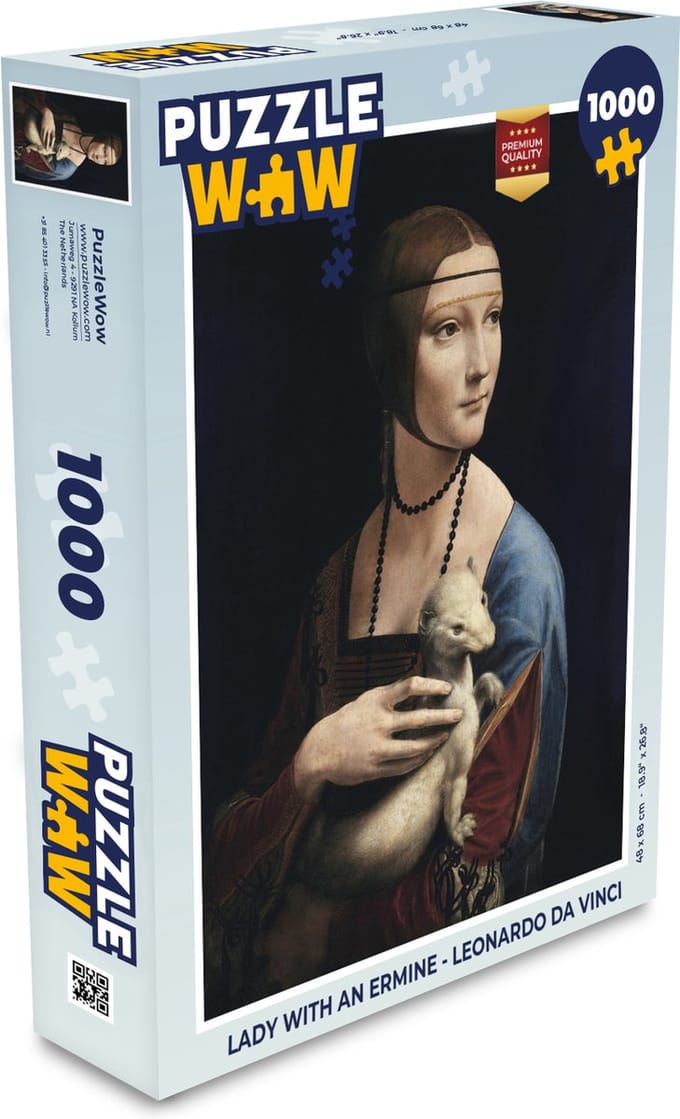 Puzzel Lady with an ermine - Leonardo Da vinci - Legpuzzel - Puzzel 1000 stukjes volwassenen