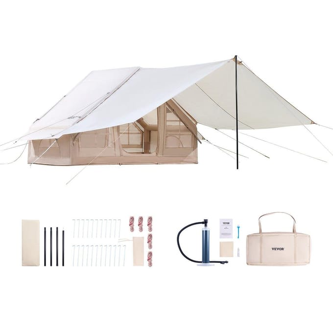 Opblaasbare Tent voor Kamperen 3-5 Persoons Glamping Tent met Pomp Luifel