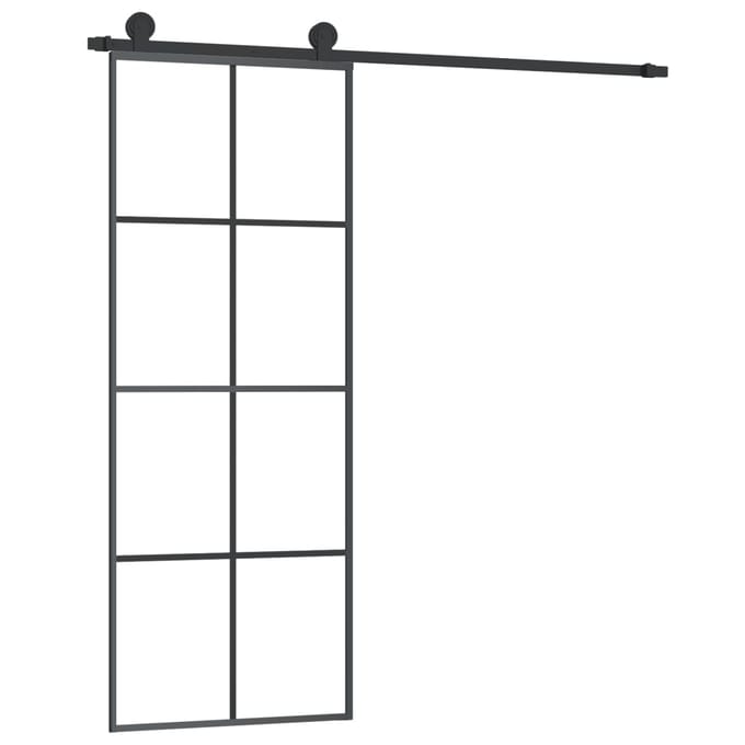 vidaXL - Schuifdeur - met - beslag - 76x205 - cm - ESG-glas - en - aluminium