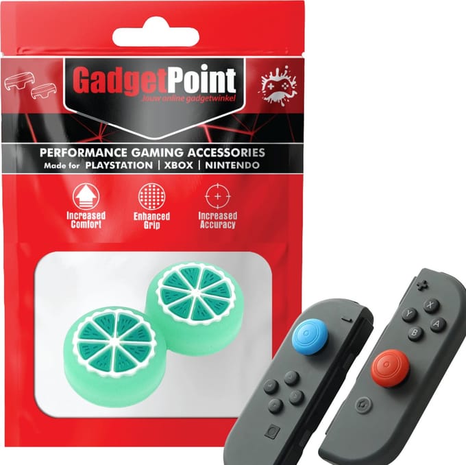 Gadgetpoint - Thumb Grips voor Nintendo Switch Joy-Con Controllers - Gaming Thumbgrips - Performance Anti-Slip Thumbsticks - Bescherming Accessoires - Fruit Groen