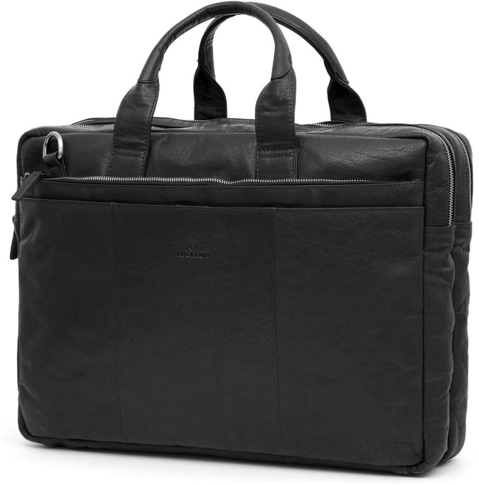 Montreal XL Zwarte Lederen Laptoptas