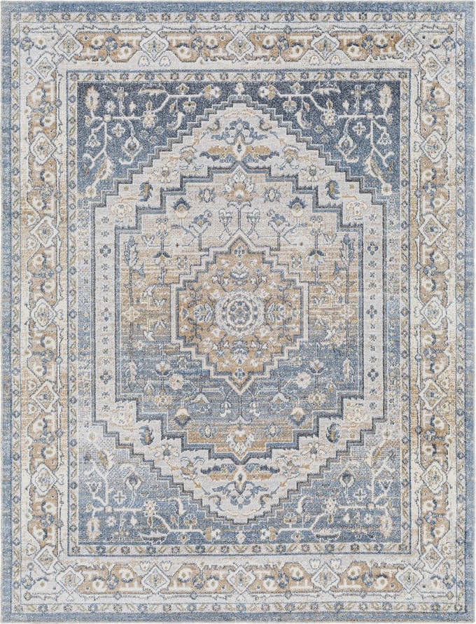 SURYA - JENNIFER Wasbaar Oosters Vintage Tapijt Blauw