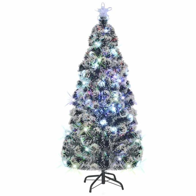 vidaXL - Voorverlichte - kerstboom - met - standaard - en - LED - 210 - cm - glasvezel