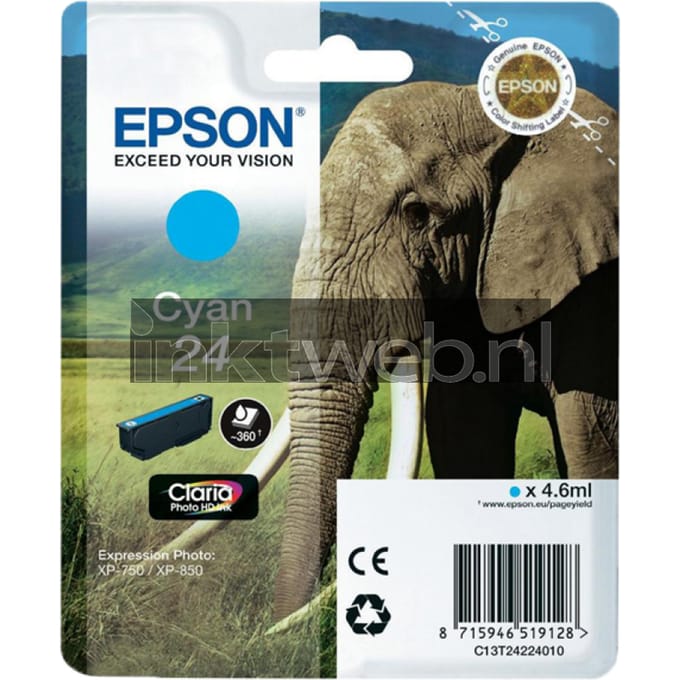 Epson T2422 nr. 24 inktcartridge cyaan (origineel)