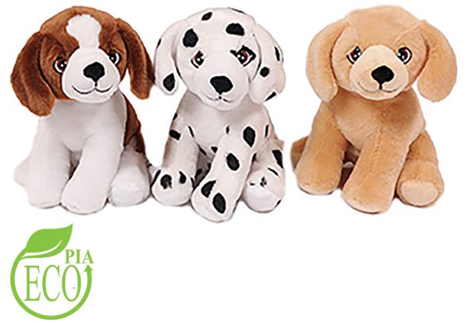 PIA Soft Toys - Set van 3 Pluche Honden Knuffels - 3 ass. - ECO - 16 cm