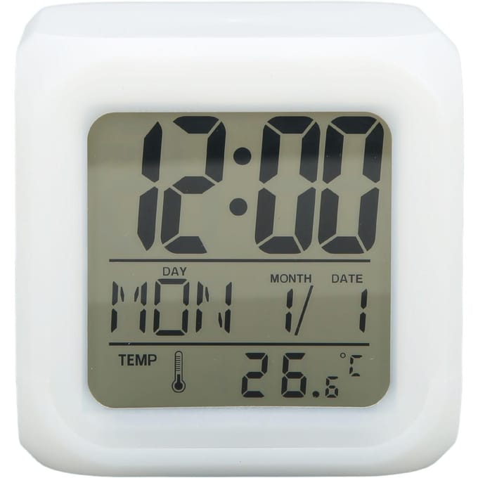 Horloge numérique LED pour enfants, 7 couleurs, affichage de la température nocturne, portable, facile à utiliser gray