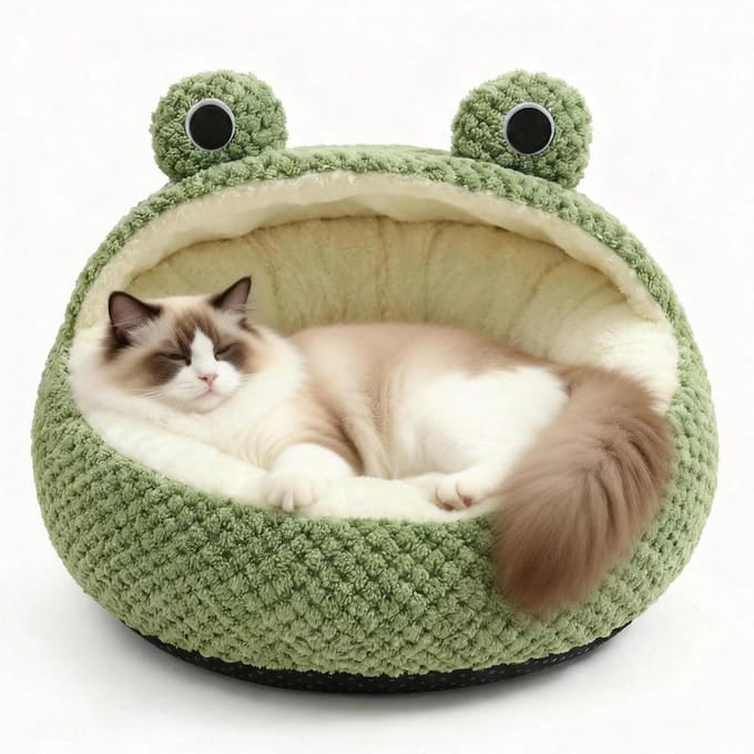 Kattenmand - Knuffelhol Katten - Warme Rustplek - Antislip Waterdichte Bodem - 40 cm - Groen