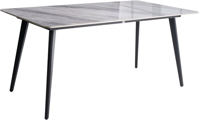 RODALLO - Tuintafel - Zwart/Grijs marmer - 160 x 90 cm - Steen