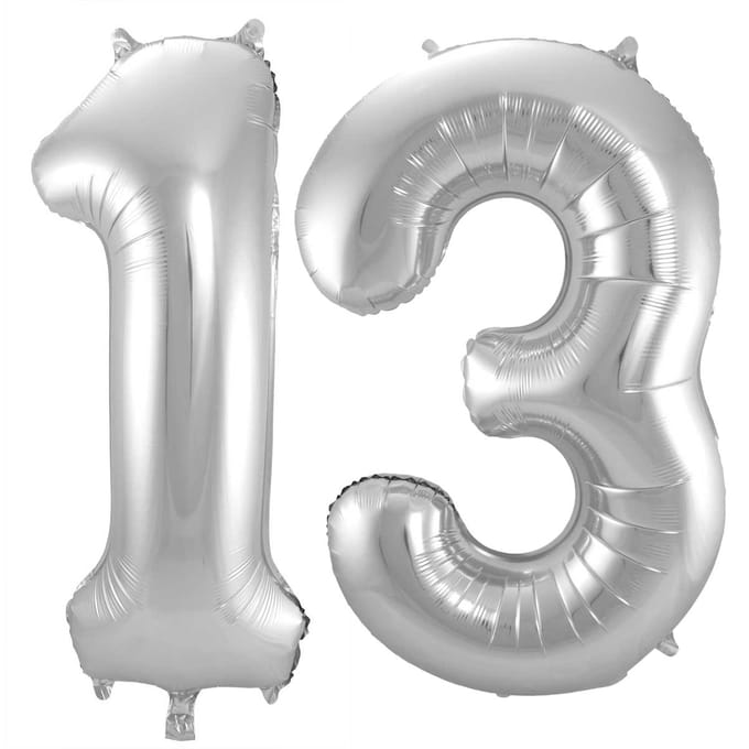 Folieballon 13 jaar - Zilver - 86 cm