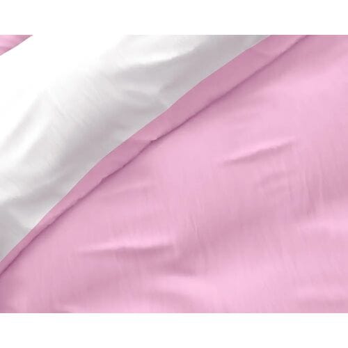 Sleeptime Twee Kleuren Dekbedovertrek - 140x200/220 + 1 kussensloop 60x70 - Roze/Wit - Eenpersoons