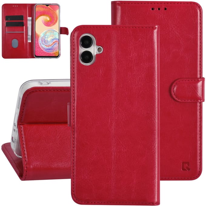 UNIQ Accessory Galaxy A04e Book Case hoesje - Pasjeshouder voor 3 pasjes - Magneetsluiting - Hanger - Rood