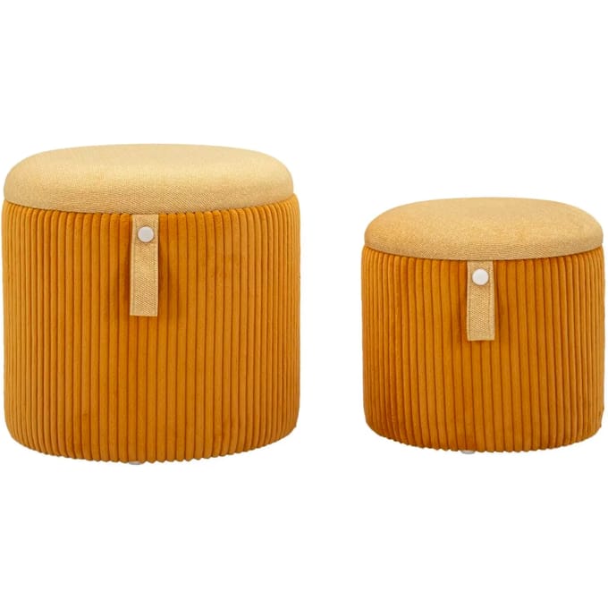 Poefen Atmosphera Poufs Luxe contemporain jaune moutarde lot de 2