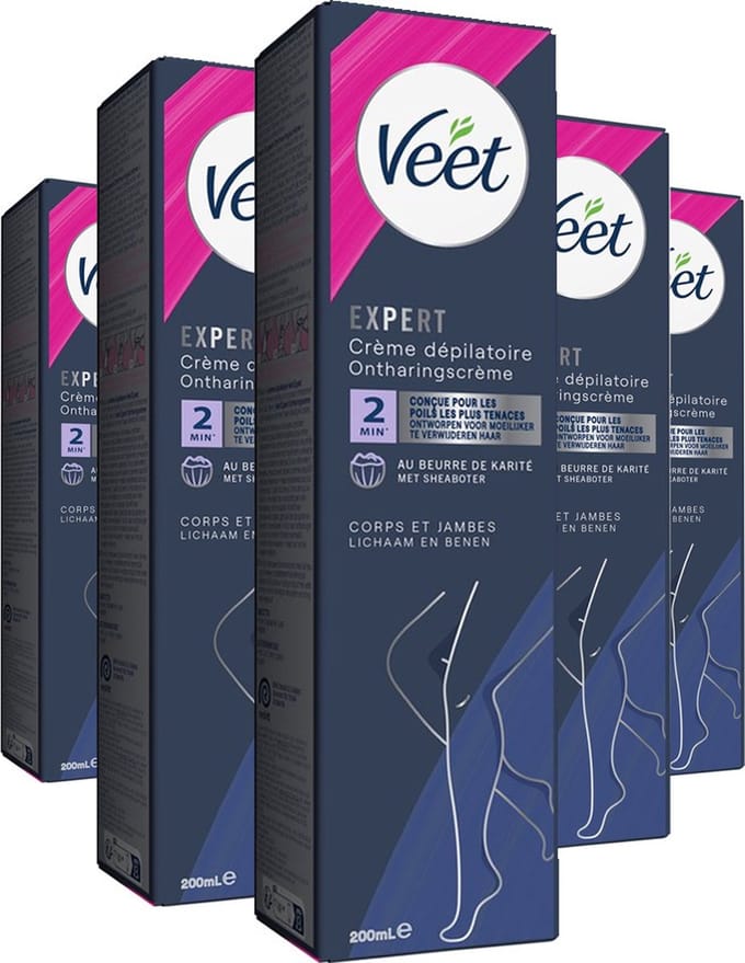 Veet - Expert - Ontharingscreme Benen 200ml - 5 Stuks - Voordeelverpakking
