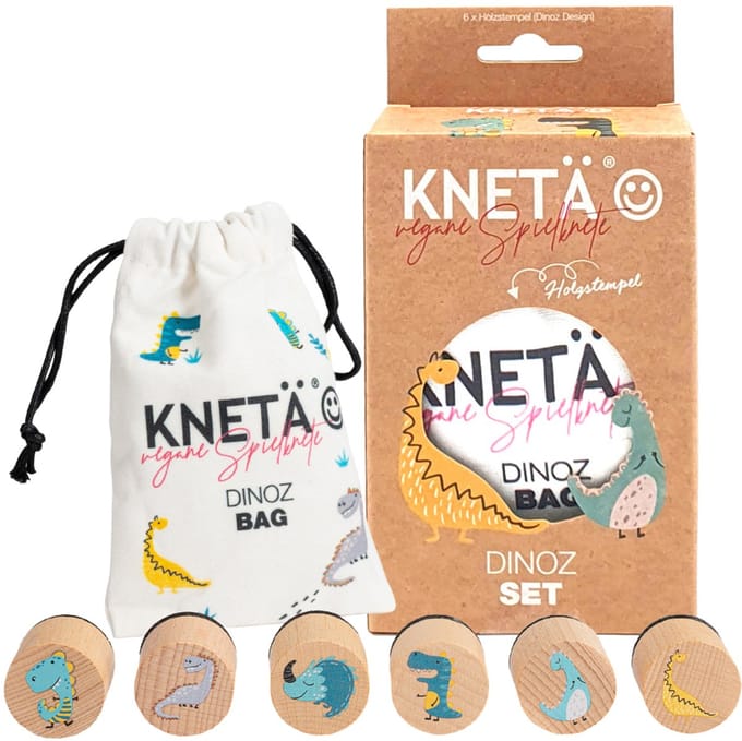 KNETA Stempelset - Dino - 7 Stempels - In Geschenkdoos - 1 Jaar