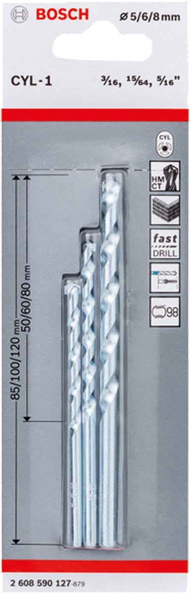 Bosch CYL-1 set metselboren 3 st. 5/6/8 mm - 2608590127