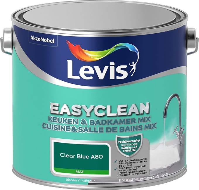 Levis - Easyclean Keuken & Badkamer Mix - Clear Blue A80 - Mengverf - 2,5 L