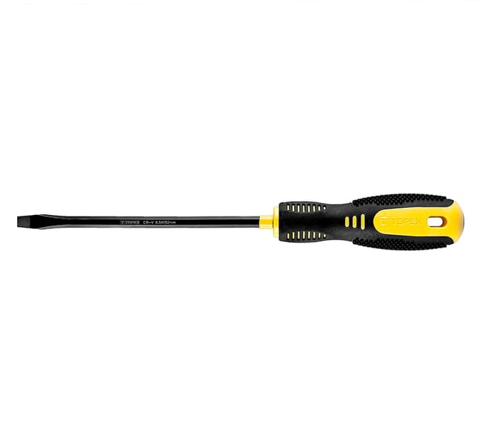 TOPEX - Schroevendraaier Serie - Platte Schroevendraaier - 6.5 x 150 mm - Ergonomische Handgreep