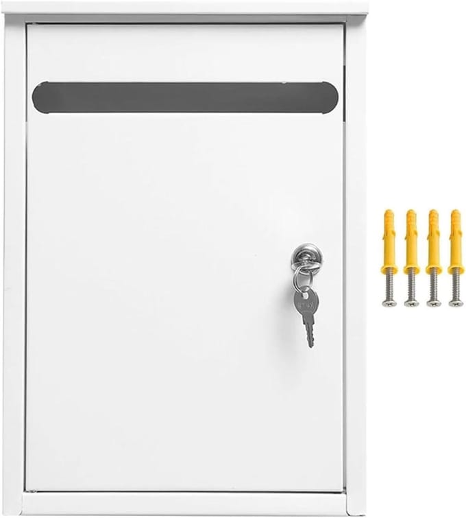 Wandmontage Brievenbus - Brievenbus Buiten - Post Ontvangen - Grote Capaciteit - 36x26x10 cm - Wit