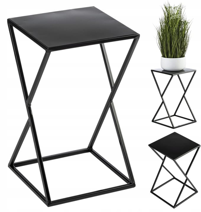 Zwarte Metalen Bloemenstandaard Loft Stijl 40 cm