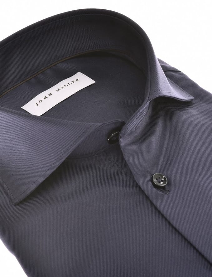 John Miller overhemd donkerblauw effen