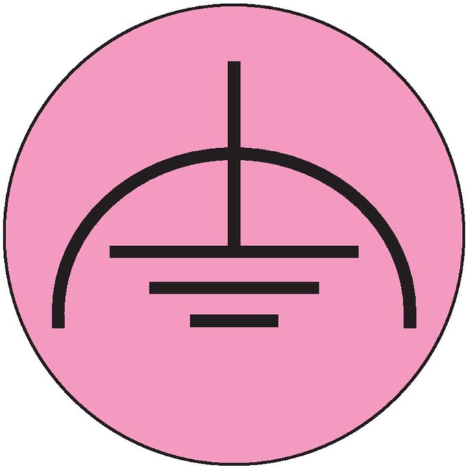 Laagspanning aarde sticker, vel, roze zwart 25 mm - 10 per vel