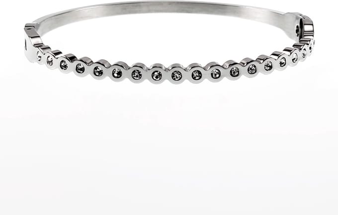 Kristal Bangle Dames - Armband met Cirkels - Stalen Zilverkleur
