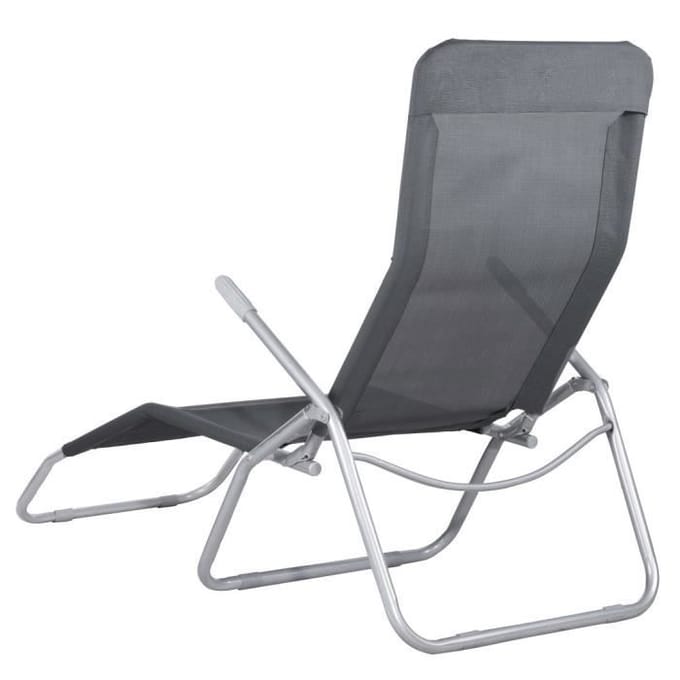 Chaise longue inclinable de jardin SPRINGOS - graphiteux - grande surface de couchage en tissu