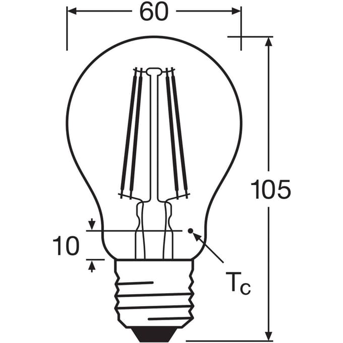 OSRAM LED filament lamp E27 6,5W 827 4-pack