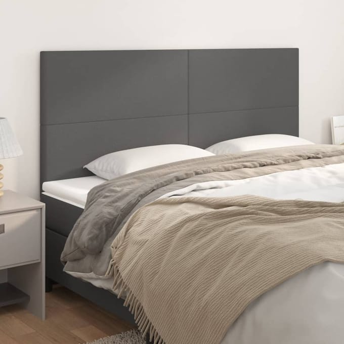 vidaXL - Hoofdbord - grijs - 200x5x118/128 - cm - kunstleer