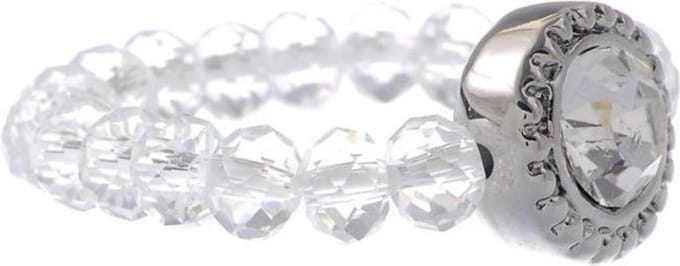 Behave - Ring met kraaltjes en glassteen - elegante look
