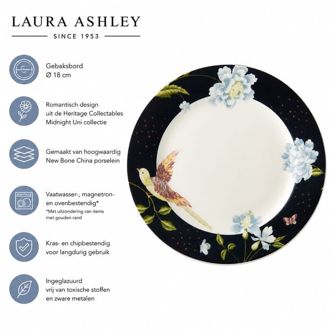 Laura Ashley Heritage Collectables Borden - Plat - Ø 18cm - Midnight Uni