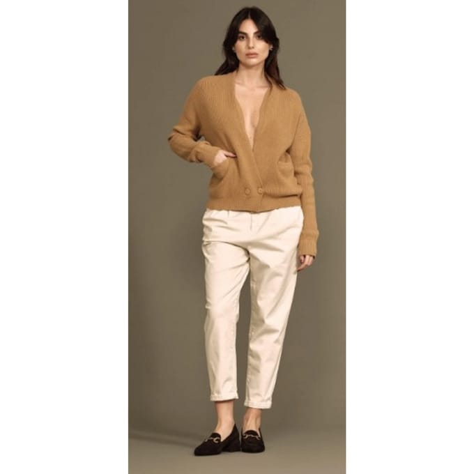 WHITE WISE cremekleurige broek