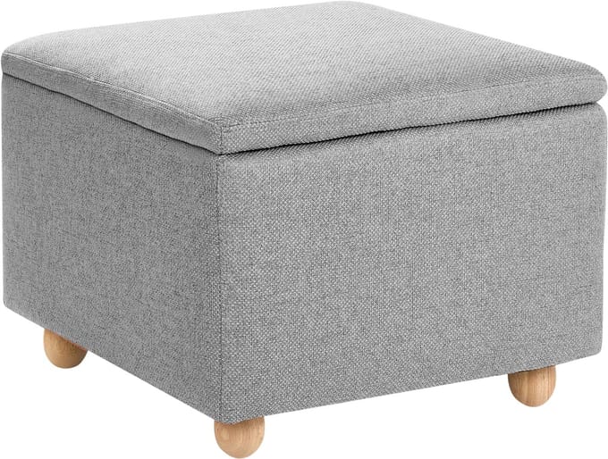 FERNDALE - Poef met opbergruimte - Lichtgrijs - Polyester