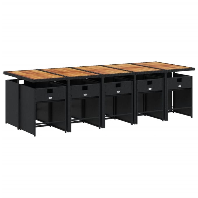 vidaXL - 11-delige - Tuinset - met - kussens - poly - rattan - zwart