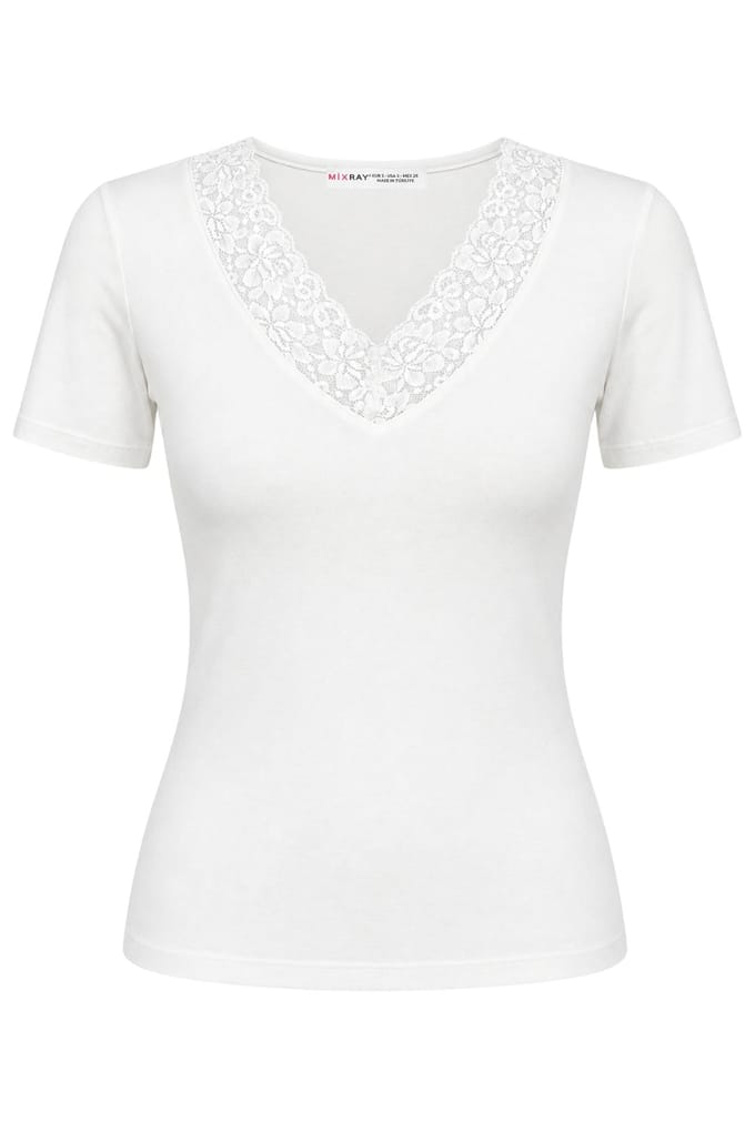 Kanten V-hals Slim Fit Blouse